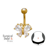 Bow 1.6X10Mm (14G) Gold Color Curved Barbell Stainless & Brass - Brass Steel SD50603