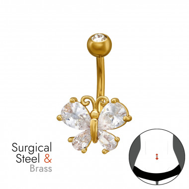 Bow 1.6X10Mm (14G) Gold Color Curved Barbell Stainless & Brass - Brass Steel SD50603