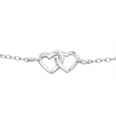 Double Heart - 925 Sterling Silver Kids Bracelets SD38454