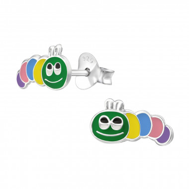 Worm - 925 Sterling Silver Kids Ear Studs SD13729