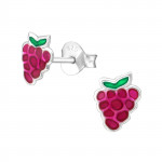 Grape - 925 Sterling Silver Kids Ear Studs SD15501 Grape - 925 Sterling Silver Kids Ear Studs SD15501