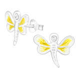 Yellow dragonfly - 925 Sterling Silver Kids Ear Studs SD17667