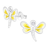 Yellow dragonfly - 925 Sterling Silver Kids Ear Studs SD17667