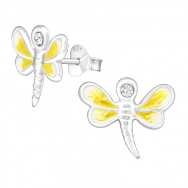 Yellow dragonfly - 925 Sterling Silver Kids Ear Studs SD17667