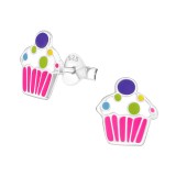 Cupcake - 925 Sterling Silver Kids Ear Studs SD17678