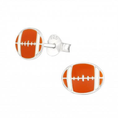 American football - 925 Sterling Silver Kids Ear Studs SD17795