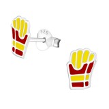 French fries - 925 Sterling Silver Kids Ear Studs SD18661