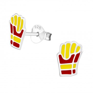 French fries - 925 Sterling Silver Kids Ear Studs SD18661