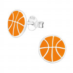 Basketball - 925 Sterling Silver Kids Ear Studs SD19459 Basketball - 925 Sterling Silver Kids Ear Studs SD19459