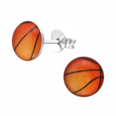 Basketball - 925 Sterling Silver Kids Ear Studs SD19695