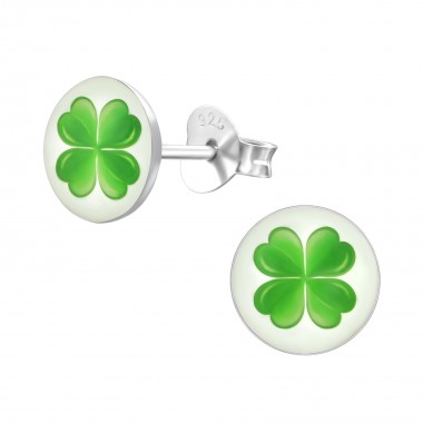 Green clower - 925 Sterling Silver Kids Ear Studs SD19779