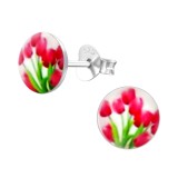 Red tulips - 925 Sterling Silver Kids Ear Studs SD19795
