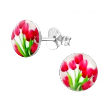 Red tulips - 925 Sterling Silver Kids Ear Studs SD19795