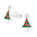 Christmas Tree - 925 Sterling Silver Kids Ear Studs SD19891