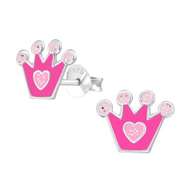 Crown - 925 Sterling Silver Kids Ear Studs SD20712