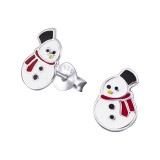 Snowman - 925 Sterling Silver Kids Ear Studs SD20717