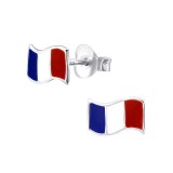 France Flag - 925 Sterling Silver Kids Ear Studs SD21906