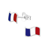 France Flag - 925 Sterling Silver Kids Ear Studs SD21906