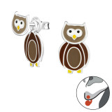 Owl - 925 Sterling Silver Kids Ear Studs SD24827