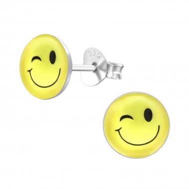 Smiley Face - 925 Sterling Silver Kids Ear Studs SD26134