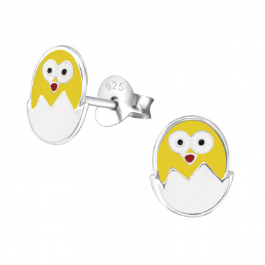 Egg And Chick - 925 Sterling Silver Kids Ear Studs SD26296