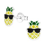 Happy Pineapple - 925 Sterling Silver Kids Ear Studs SD26297