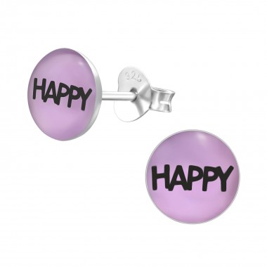 "happy" - 925 Sterling Silver Kids Ear Studs SD26429