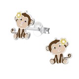 Monkey - 925 Sterling Silver Kids Ear Studs SD26494