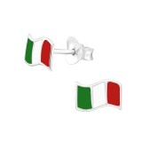 Italy Flag - 925 Sterling Silver Kids Ear Studs SD28019
