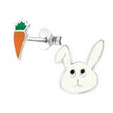 Rabbit And Carrot - 925 Sterling Silver Kids Ear Studs SD28113