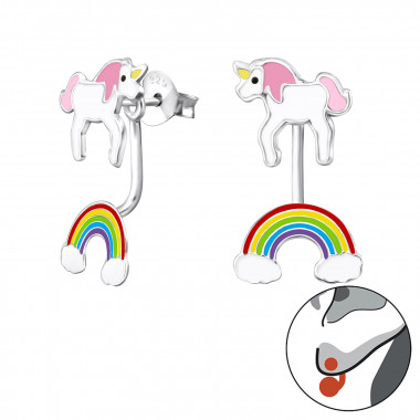 Unicorn And Rainbow - 925 Sterling Silver Kids Ear Studs SD30420