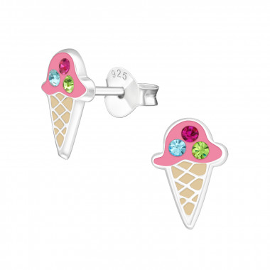 Ice Cream - 925 Sterling Silver Kids Ear Studs SD31388