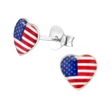 Usa Heart - 925 Sterling Silver Kids Ear Studs SD31663