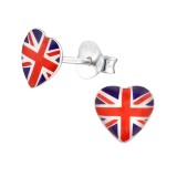 Uk Heart - 925 Sterling Silver Kids Ear Studs SD31932