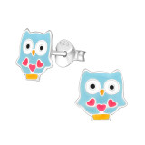 Owl - 925 Sterling Silver Kids Ear Studs SD32480