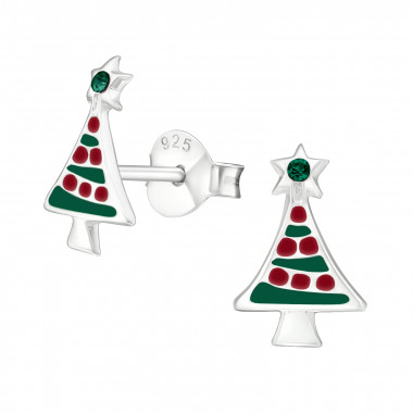 Christmas Tree - 925 Sterling Silver Kids Ear Studs SD32930