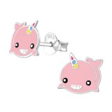 Whalecorn - 925 Sterling Silver Kids Ear Studs SD33536