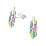 Feather - 925 Sterling Silver Kids Ear Studs SD33540