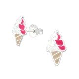 Ice Cream - 925 Sterling Silver Kids Ear Studs SD33564