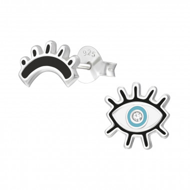 Evil Eye - 925 Sterling Silver Kids Ear Studs SD33689