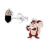 Acorn & Chipmunk - 925 Sterling Silver Kids Ear Studs SD33951