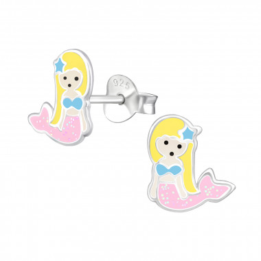 Mermaid - 925 Sterling Silver Kids Ear Studs SD34015