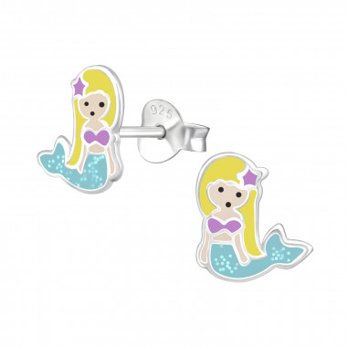 Mermaid - 925 Sterling Silver Kids Ear Studs SD34621