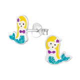 Mermaid - 925 Sterling Silver Kids Ear Studs SD34781