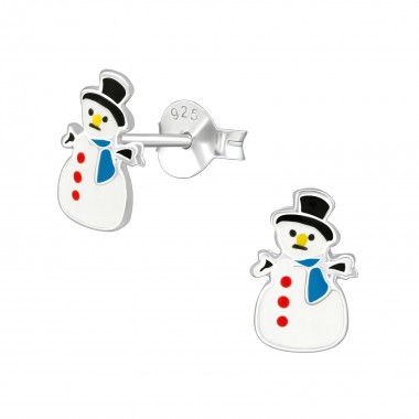 Snowman - 925 Sterling Silver Kids Ear Studs SD3534