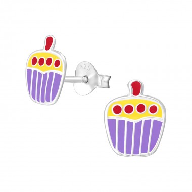 Cupcake - 925 Sterling Silver Kids Ear Studs SD3677