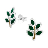 Leaf - 925 Sterling Silver Kids Ear Studs SD36939