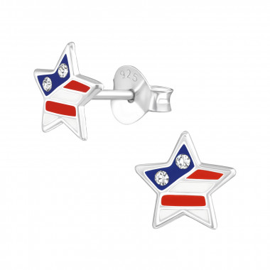 Usa Star - 925 Sterling Silver Kids Ear Studs SD36942