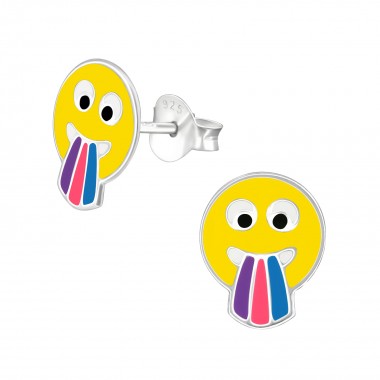 Tongue Face Emoji - 925 Sterling Silver Kids Ear Studs SD36968