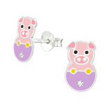 Pig - 925 Sterling Silver Kids Ear Studs SD37002